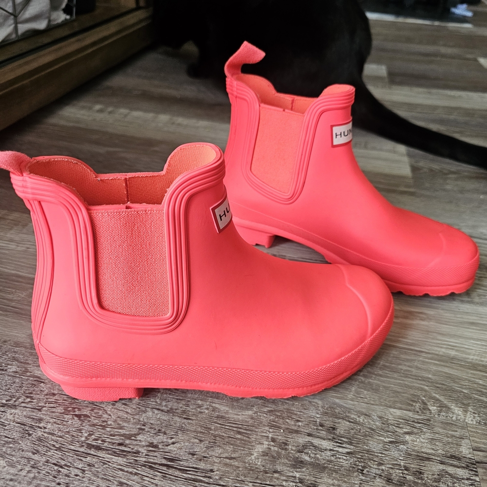 Hunter Womens Original Chelsea Rain Boots Coral Pink Size US 6 Waterproof - Picture 7 of 16